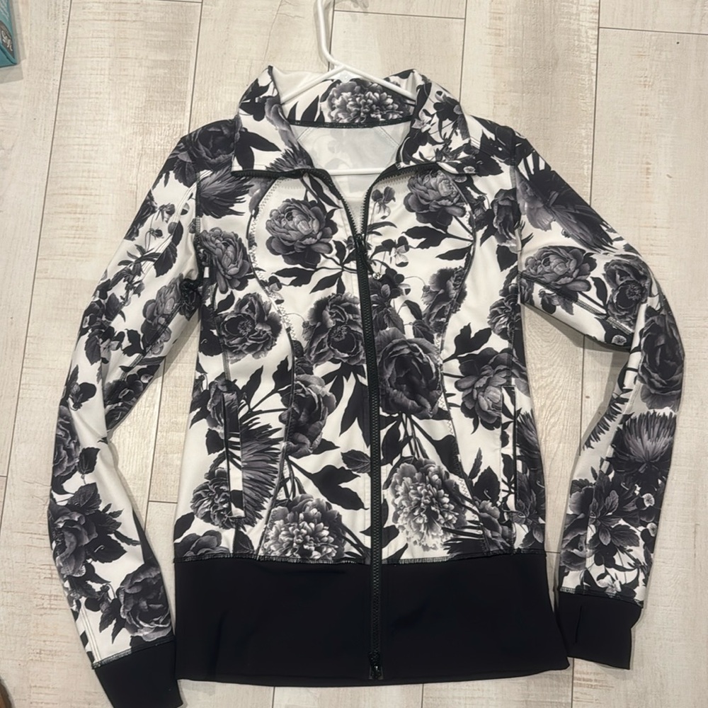 lululemon athletica Black and White Floral Hoodie
